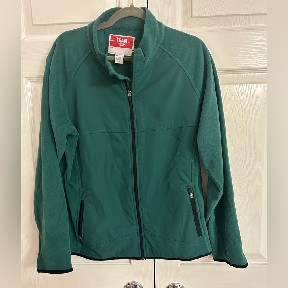 Women's Fleece Green Zip Up Jacket with Zip Pockets